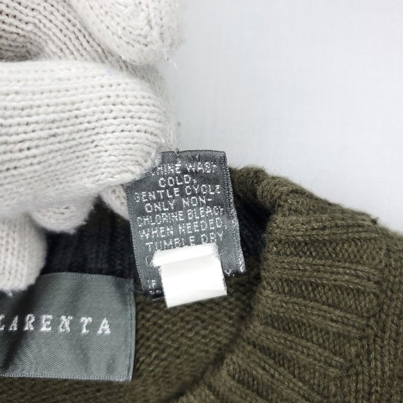 Oscar De La Renta Sweater Mens Large Green Cable Knit Pullover Casual Cotton - Picture 3 of 7